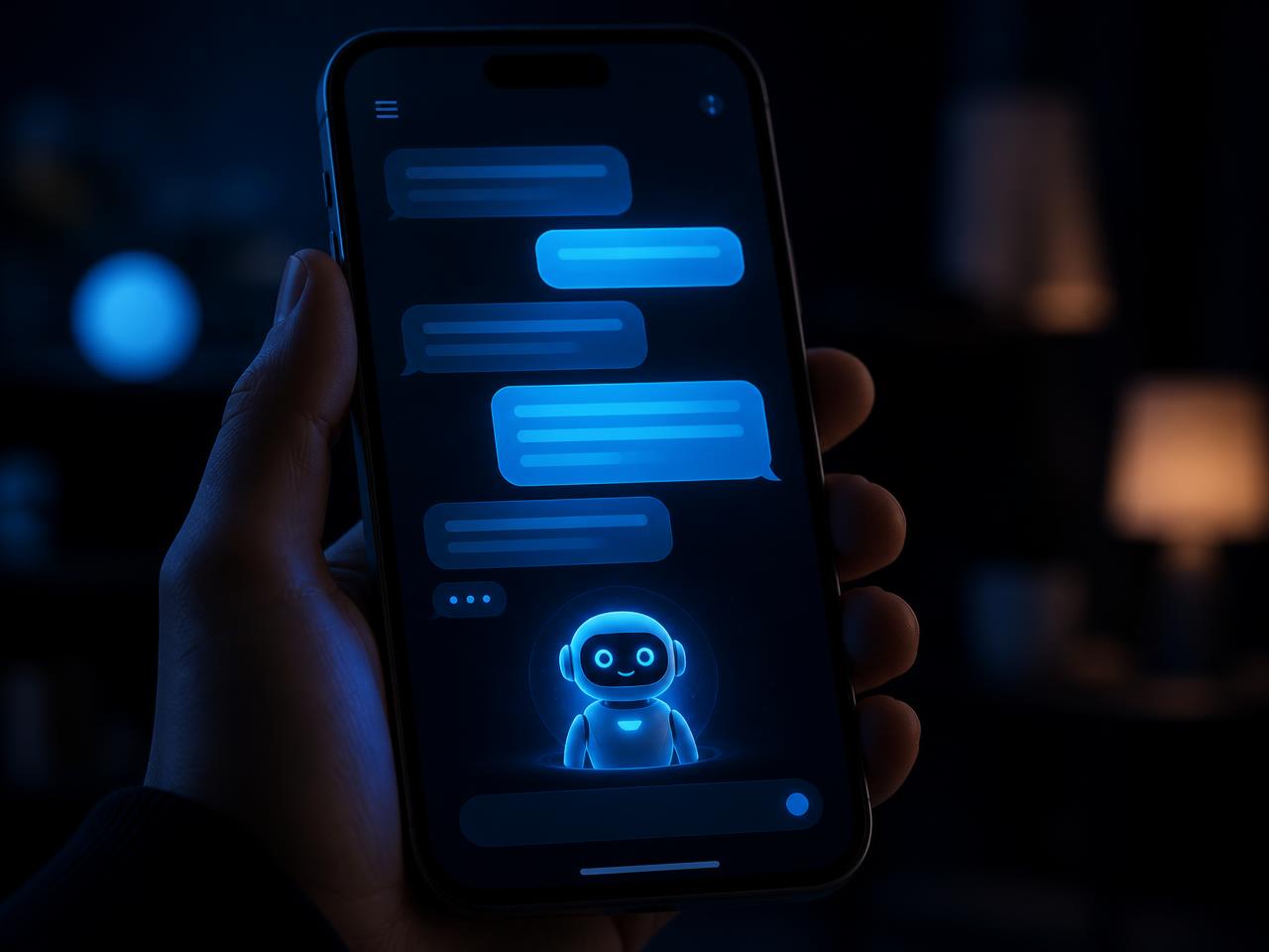 Asistente de IA conversando en un teléfono móvil